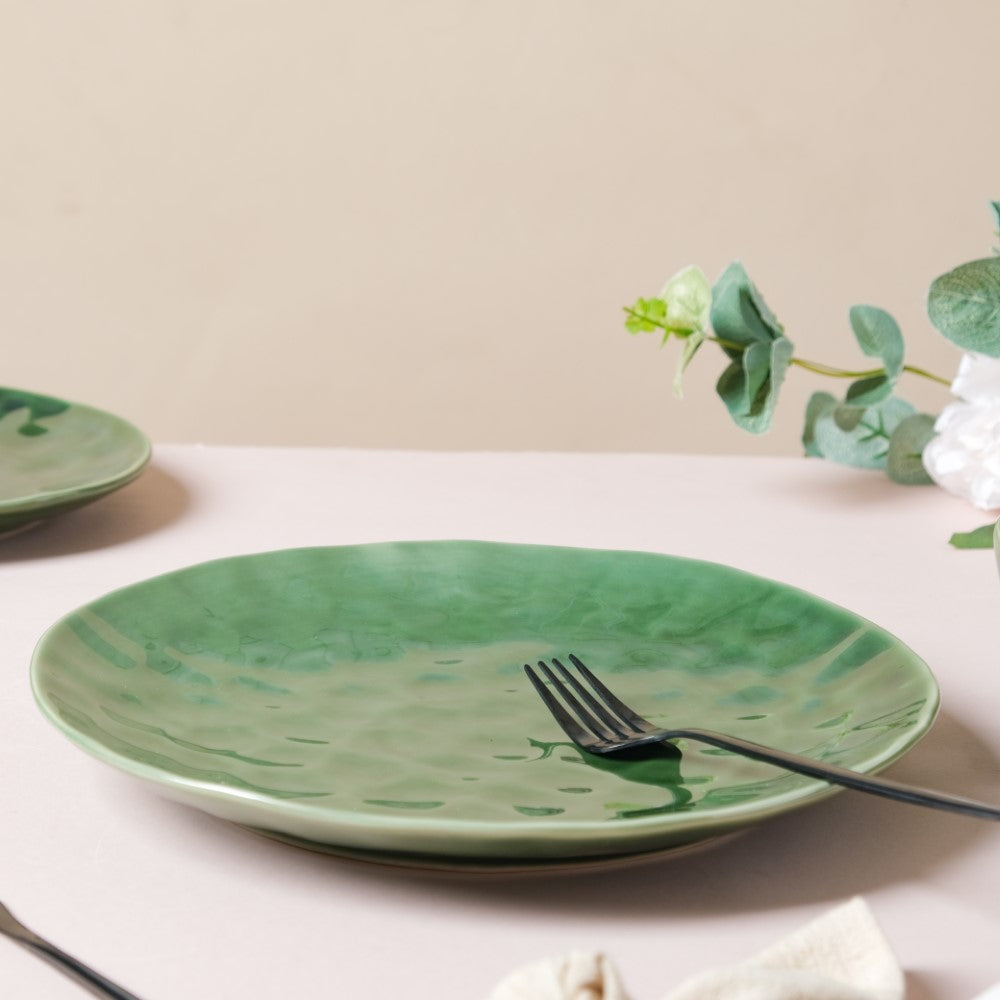 Forest Green Gloss Ceramic Dinner Plate 9.8 Inch Nestasia