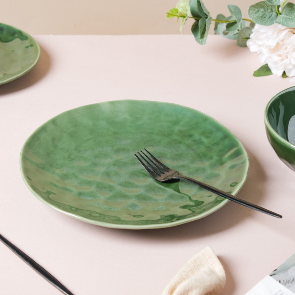 Forest Green Gloss Ceramic Dinner Plate 9.8 Inch Nestasia