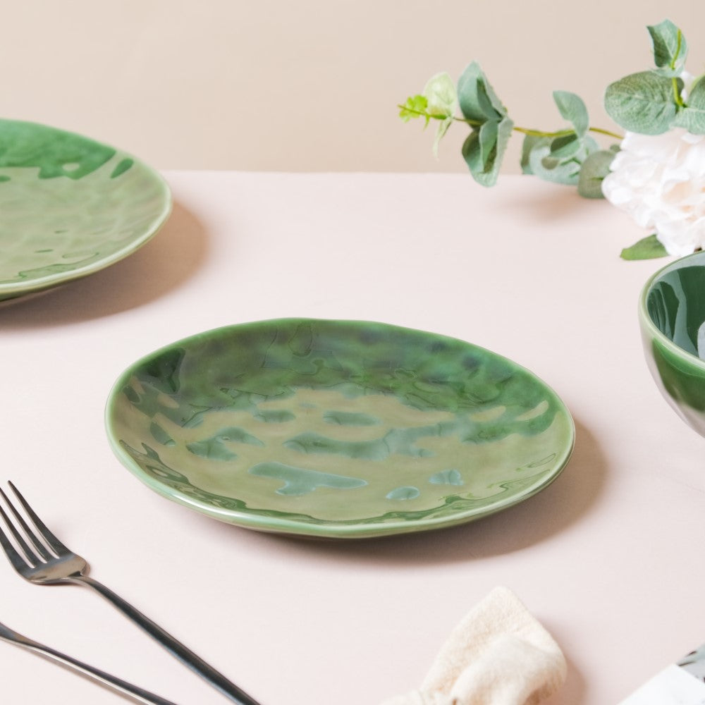 Forest Green Gloss Ceramic Snack Plate 8 Inch Nestasia