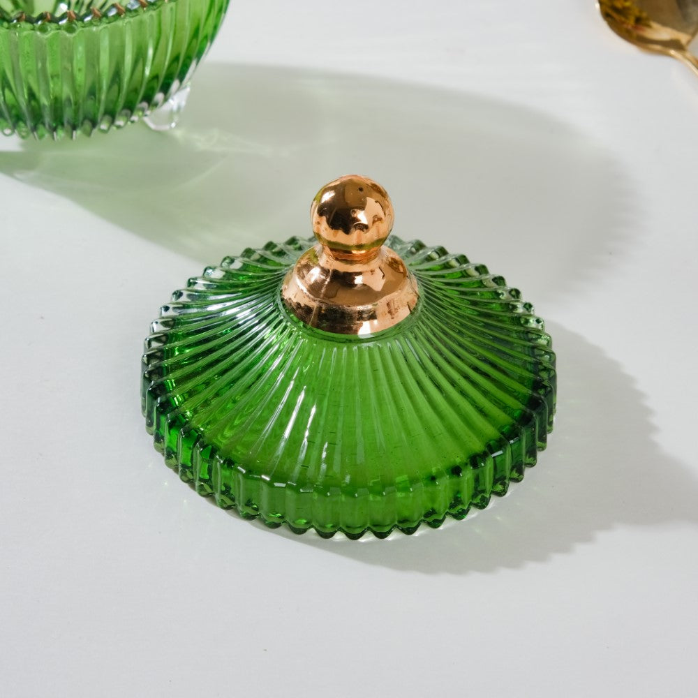 Vintage Glass Jar With Lid Green Small 100ml Nestasia