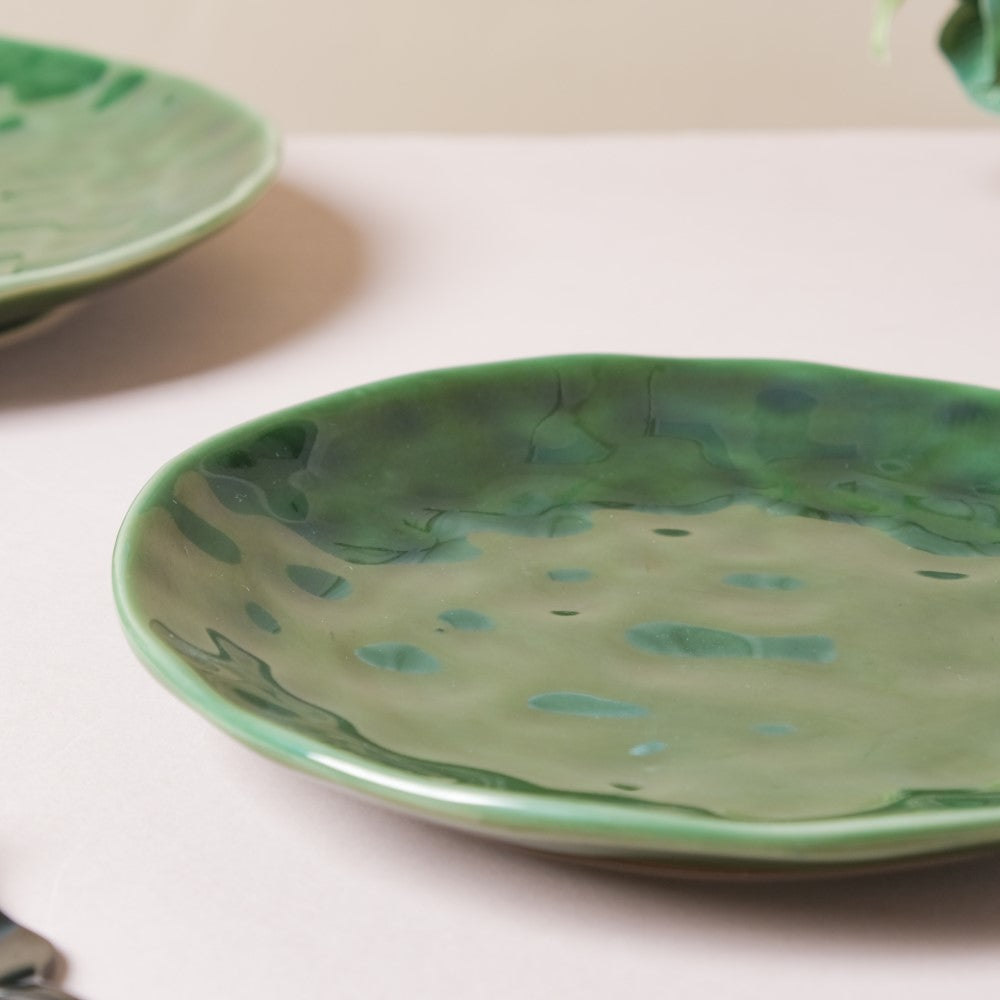 Forest Green Gloss Ceramic Snack Plate 8 Inch Nestasia