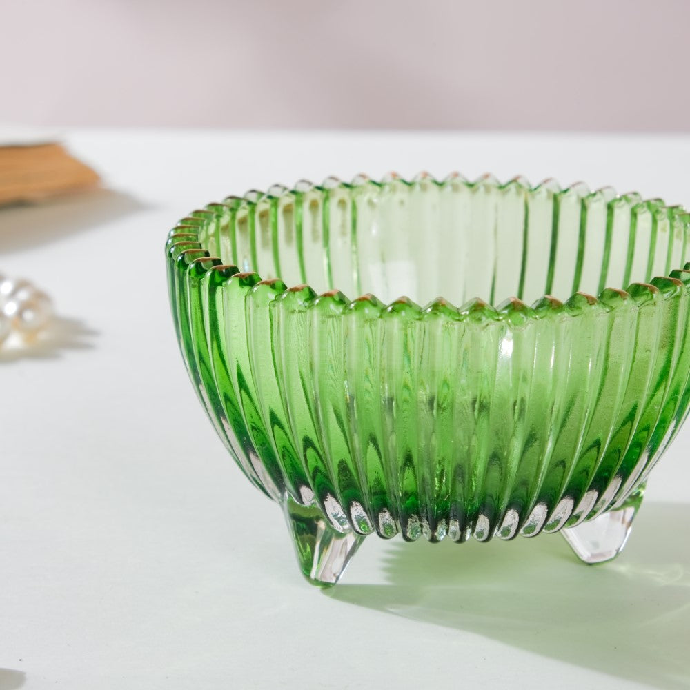 Vintage Glass Jar With Lid Green Small 100ml Nestasia