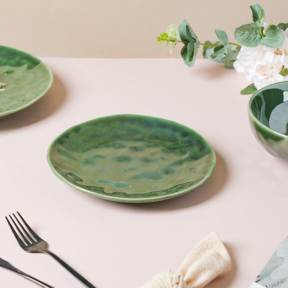 Forest Green Gloss Ceramic Snack Plate 8 Inch Nestasia
