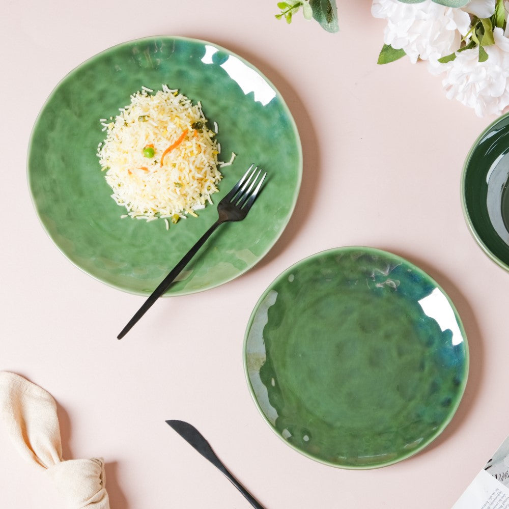 Forest Green Gloss Ceramic Snack Plate 8 Inch Nestasia