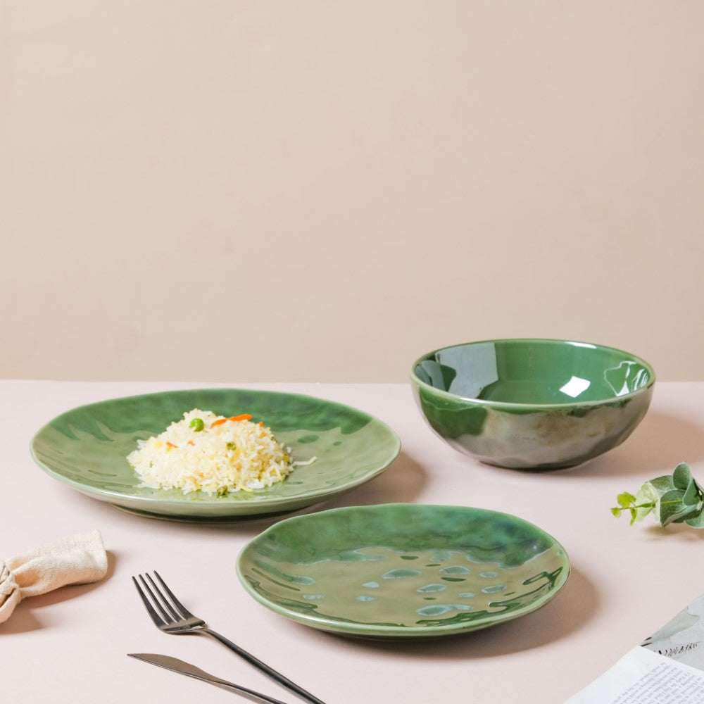 Forest Green Gloss Ceramic Dinner Plate 9.8 Inch Nestasia