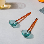 Glass Scoop Spoon Set of 2 Brown Nestasia