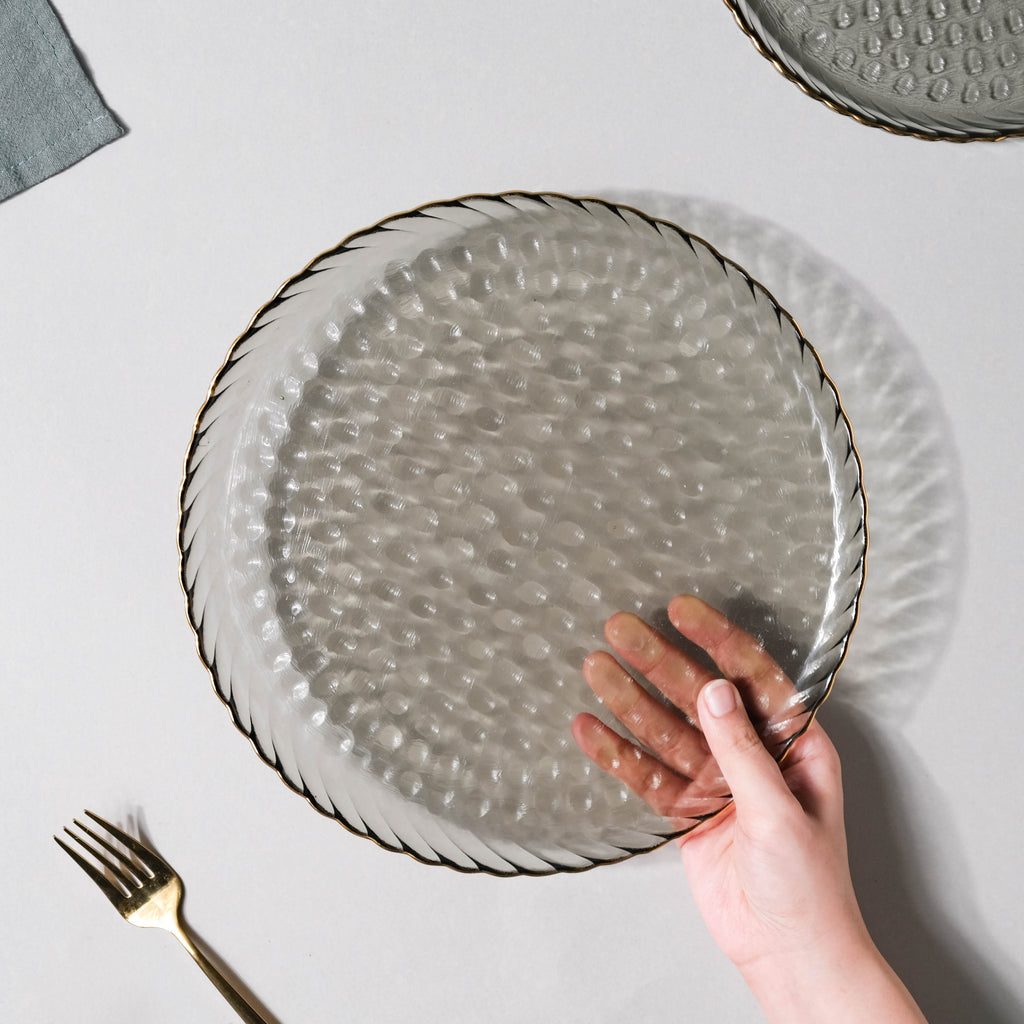 Glass Dinner Plate Grey Nestasia