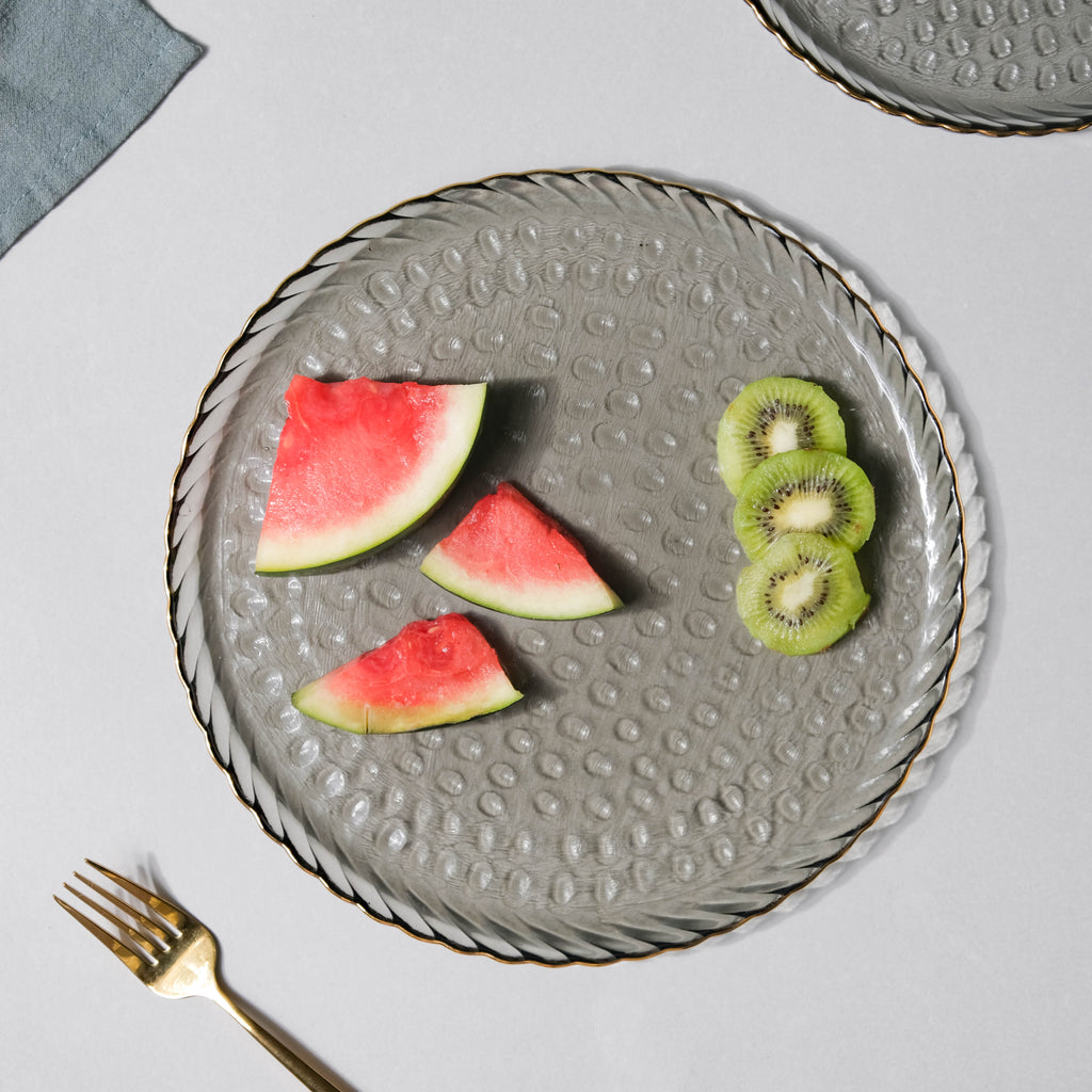 Glass Dinner Plate Grey Nestasia