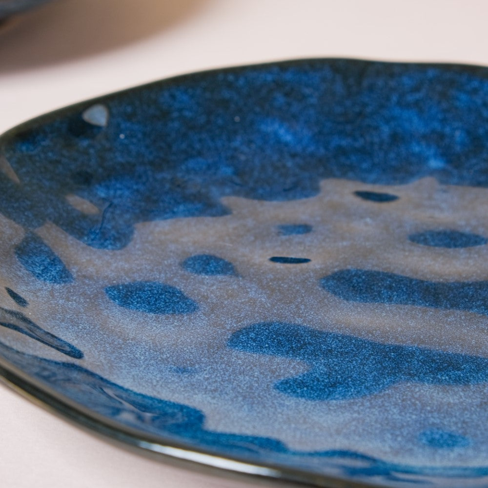 Sapphire Ceramic Dinner Plate Blue 10 Inch Nestasia
