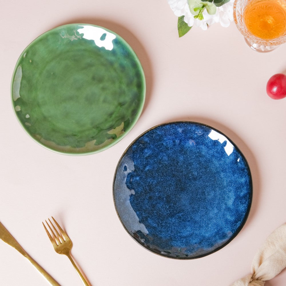 Forest Green Gloss Ceramic Snack Plate 8 Inch Nestasia