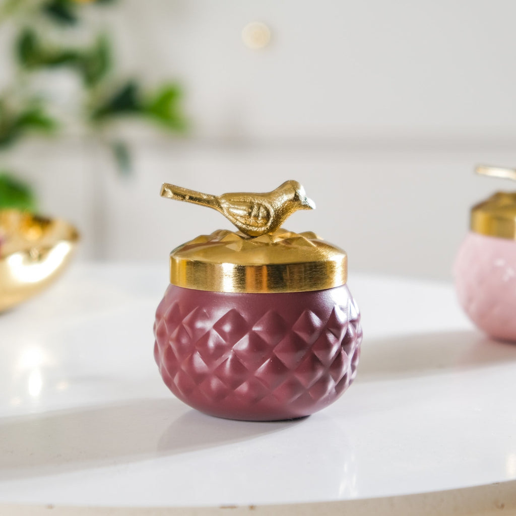 Bird Metal Jar With Lid Set of 2 Nestasia