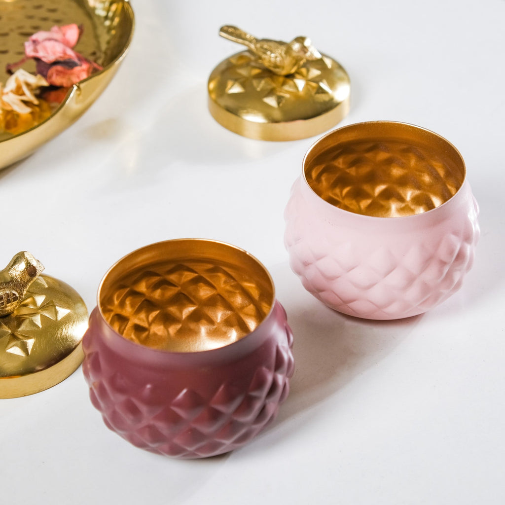 Bird Metal Jar With Lid Set of 2 Nestasia