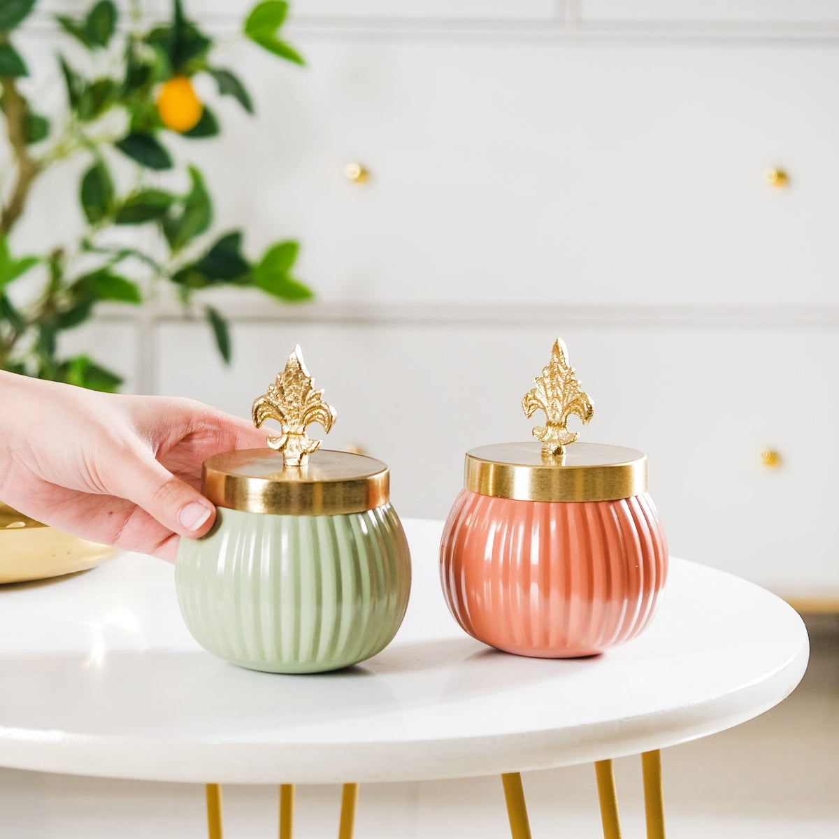 Metal Jar Set Of 2 Nestasia