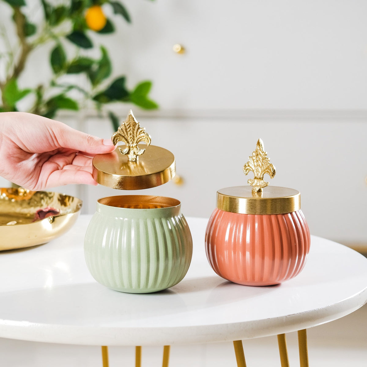 Metal Jar Set Of 2 Nestasia