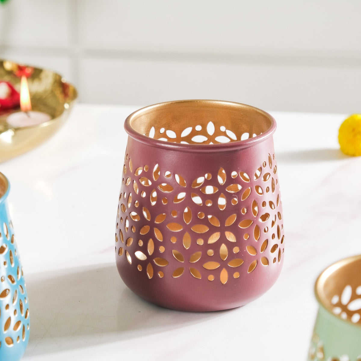 Festive Tealight Candle Holder Set Of 3 Nestasia