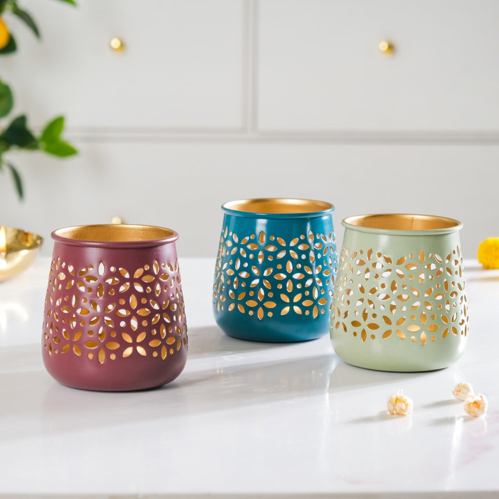 Festive Tealight Candle Holder Set Of 3 Nestasia