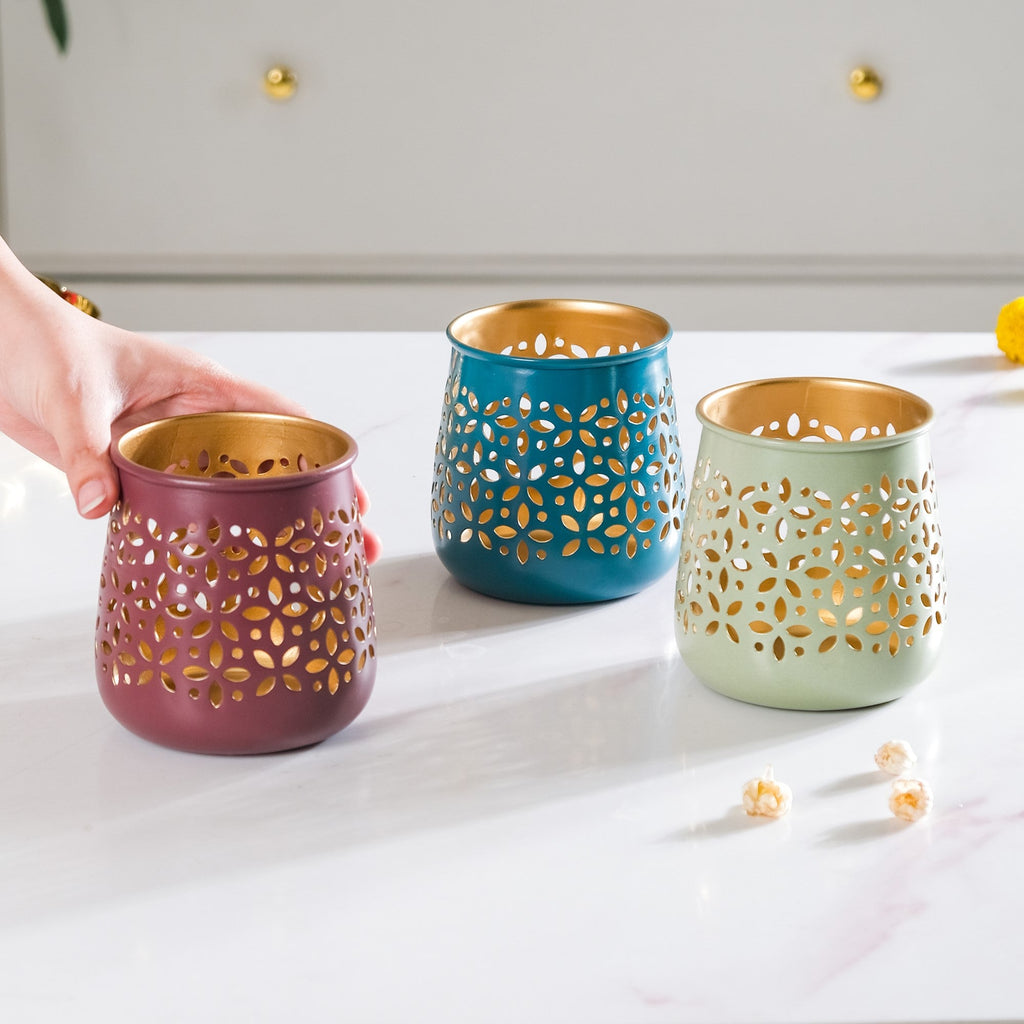 Festive Tealight Candle Holder Set Of 3 Nestasia