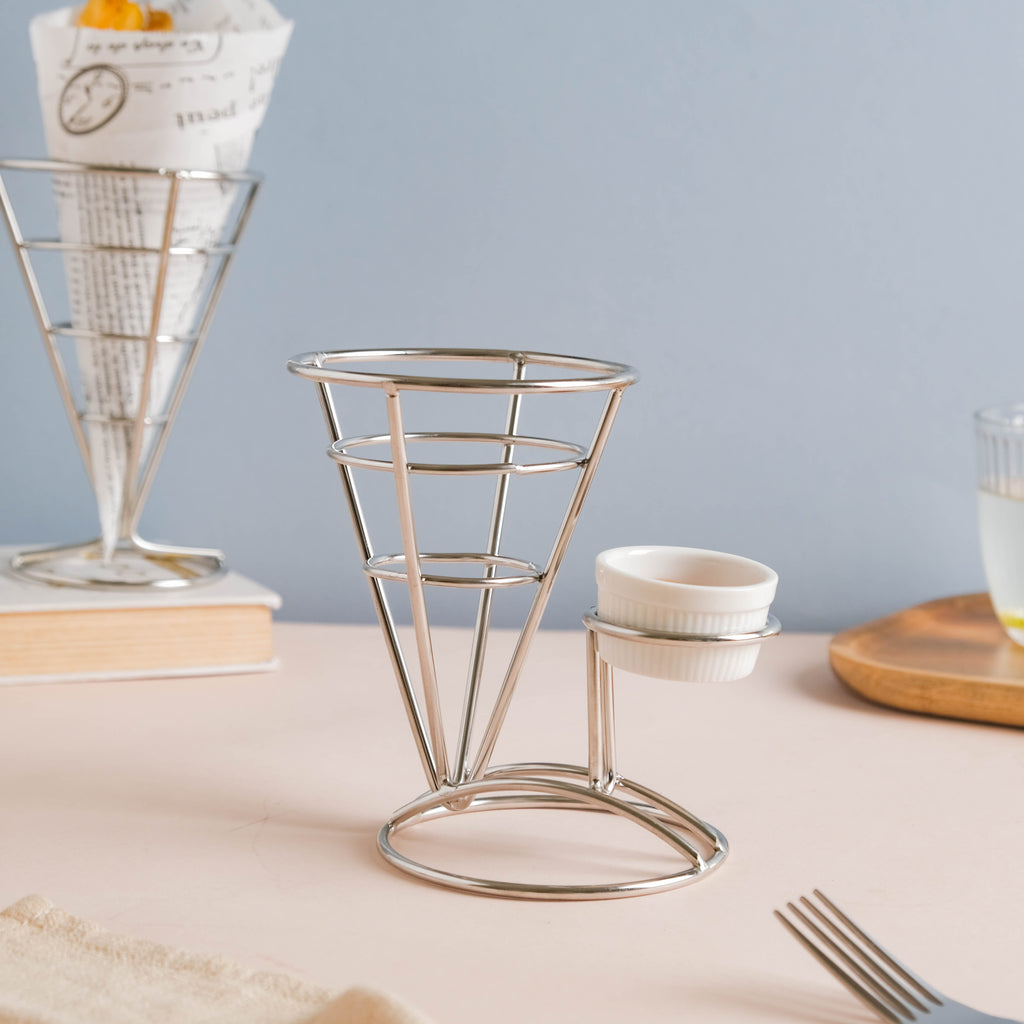 Silver Finger Food Basket With Dip Bowl Nestasia