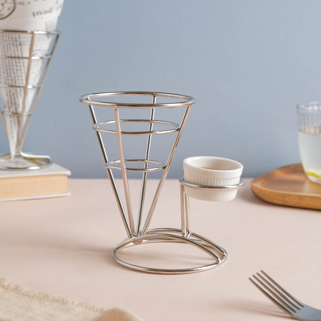 Silver Finger Food Basket With Dip Bowl Nestasia