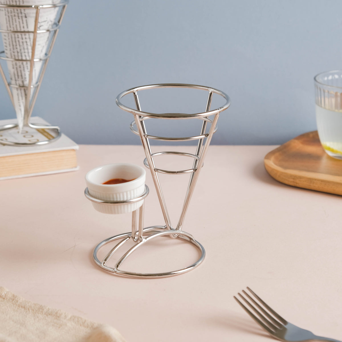 Silver Finger Food Basket With Dip Bowl Nestasia