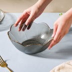 Wavy Glass Serving Bowl Grey Nestasia