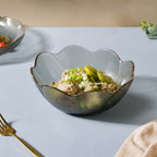 Wavy Glass Serving Bowl Grey Nestasia