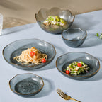 Wavy Glass Serving Bowl Grey Nestasia