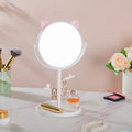 Tabletop Vanity Cat Mirror With Organizer White Nestasia
