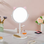 Tabletop Vanity Cat Mirror With Organizer White Nestasia