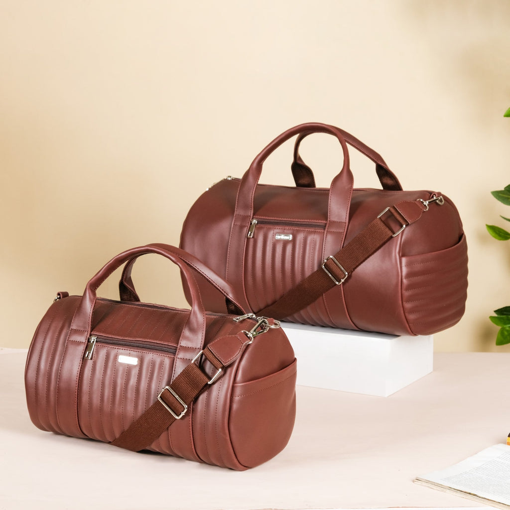Wanderlust Duffel Bag Brown Set Of 2 Nestasia