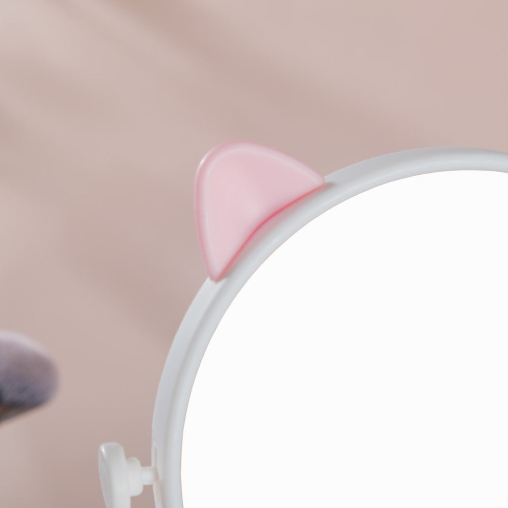 Tabletop Vanity Cat Mirror With Organizer White Nestasia