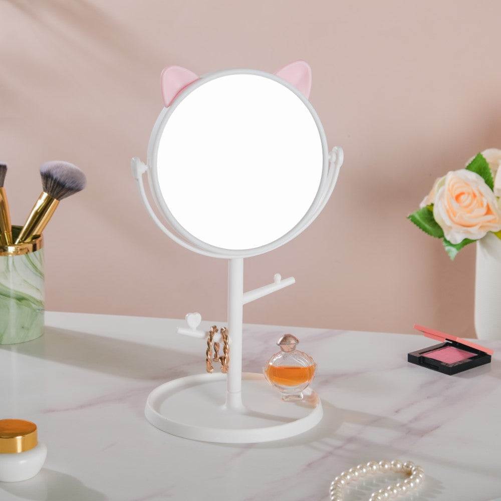 Tabletop Vanity Cat Mirror With Organizer White Nestasia