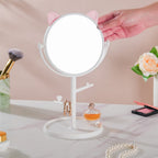 Tabletop Vanity Cat Mirror With Organizer White Nestasia