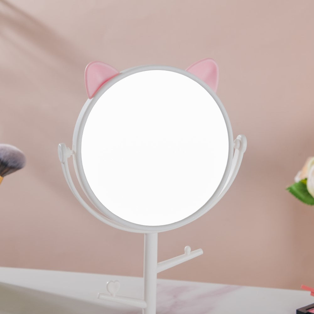 Tabletop Vanity Cat Mirror With Organizer White Nestasia