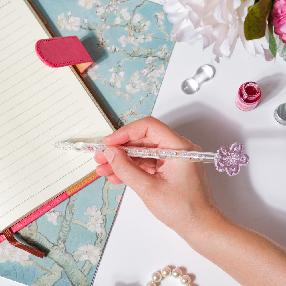Sakura Glass Calligraphy Pen With Ink Bottle Nestasia