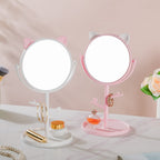 Tabletop Vanity Cat Mirror With Organizer White Nestasia