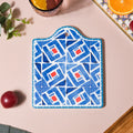Geometric Hand Painted Patterned Platter Blue 7 Inch Nestasia