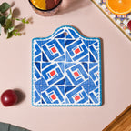 Geometric Hand Painted Patterned Platter Blue 7 Inch Nestasia