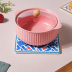 Geometric Hand Painted Patterned Platter Blue 7 Inch Nestasia