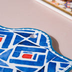 Geometric Hand Painted Patterned Platter Blue 7 Inch Nestasia
