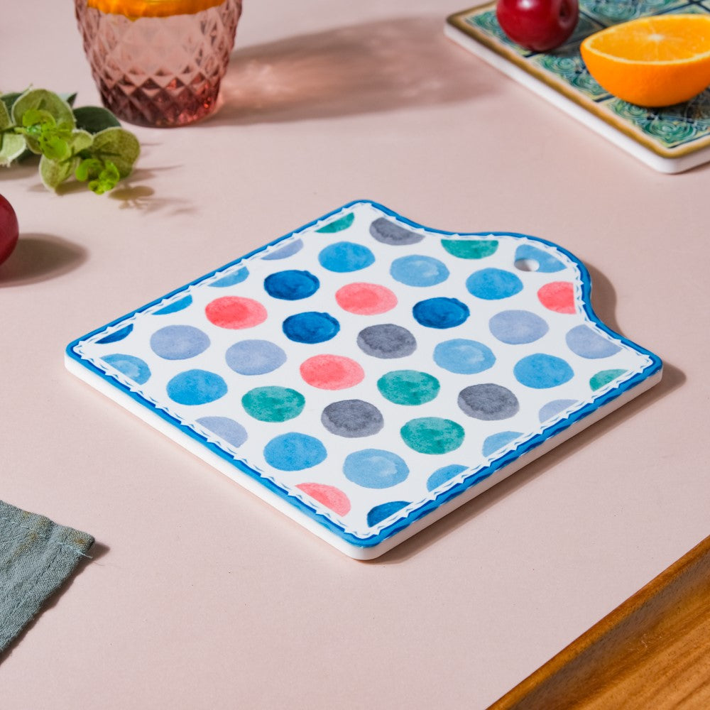 Polka Dot Patterned Ceramic Platter 7 Inch Nestasia