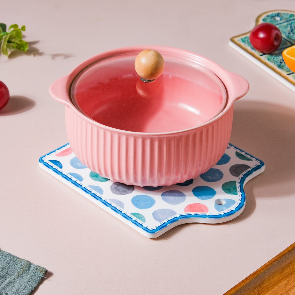 Polka Dot Patterned Ceramic Platter 7 Inch Nestasia