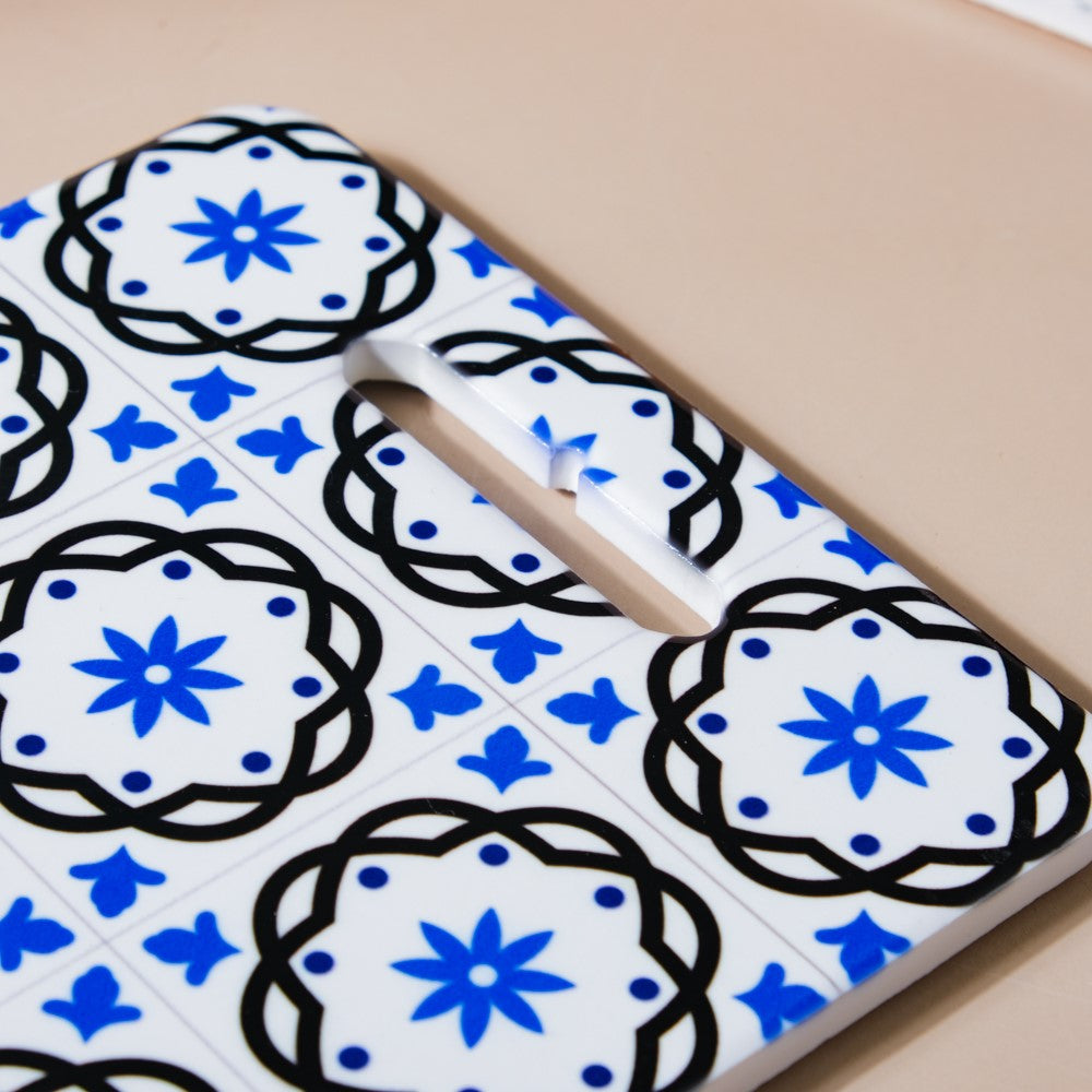 Rectangle Tile Art Trivet Blue And Grey 7 Inch Nestasia