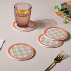 Frame Patterned Ceramic Coaster Set of 4 Nestasia