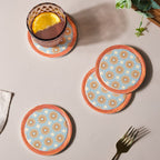 Frame Patterned Ceramic Coaster Set of 4 Nestasia