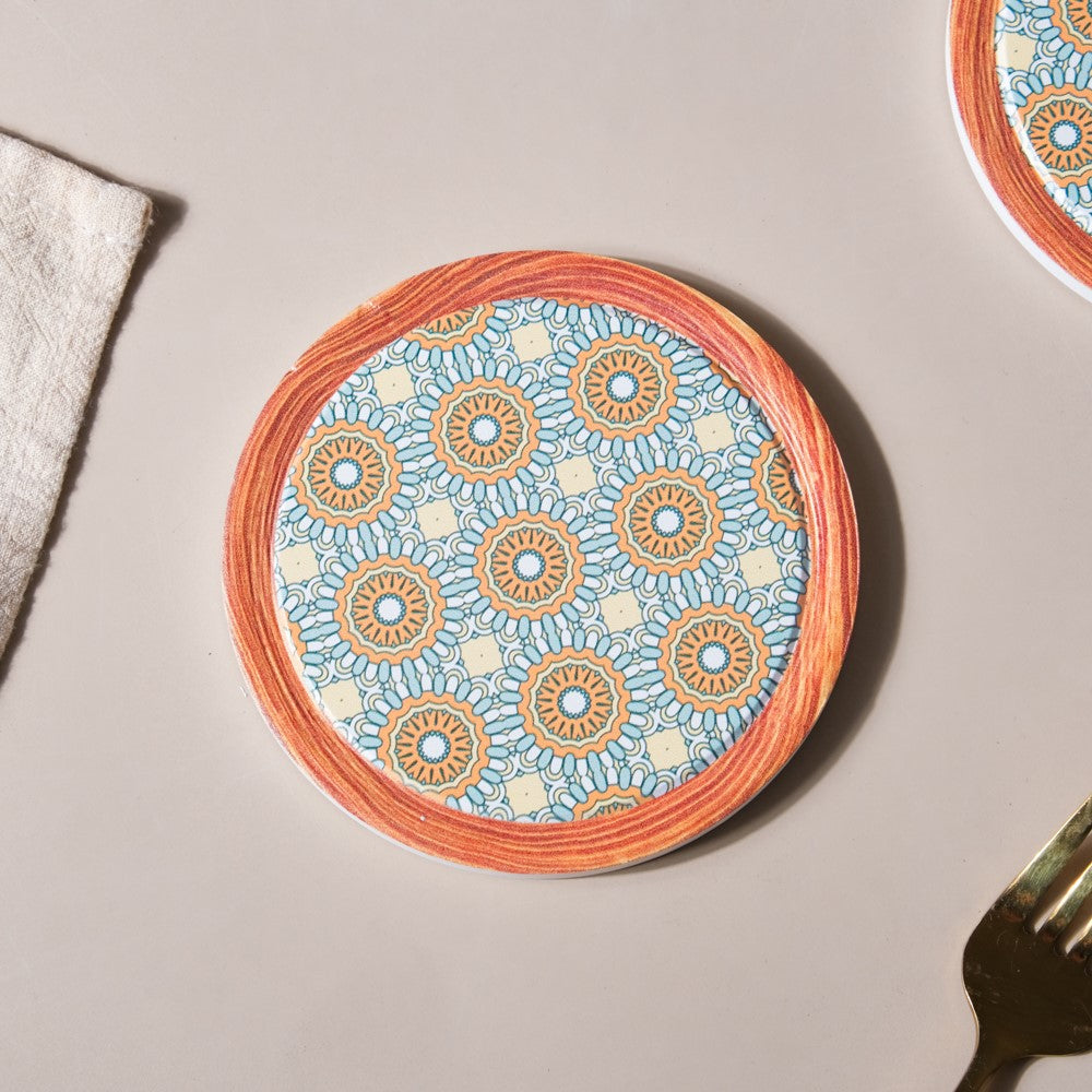 Frame Patterned Ceramic Coaster Set of 4 Nestasia