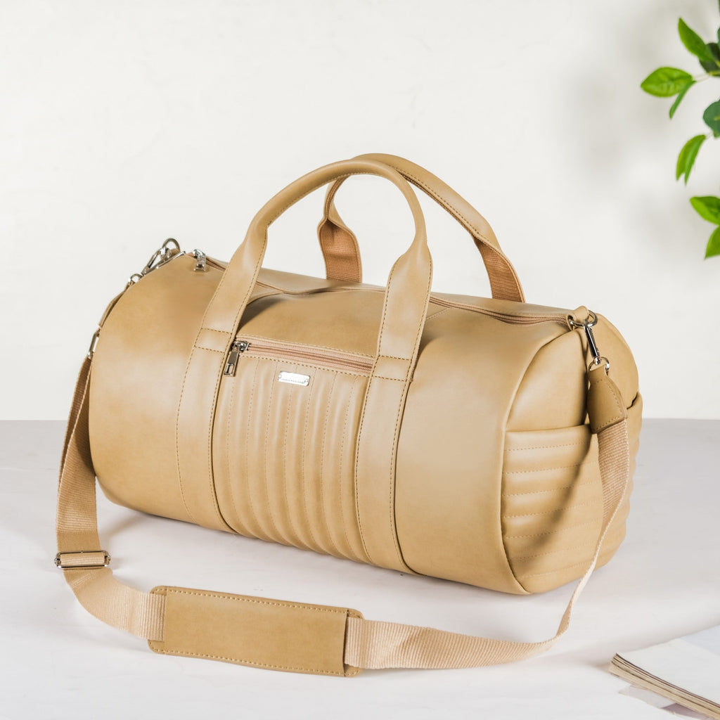 Jet-Setter Duffle Bag Beige Large 17x9 Inch Nestasia