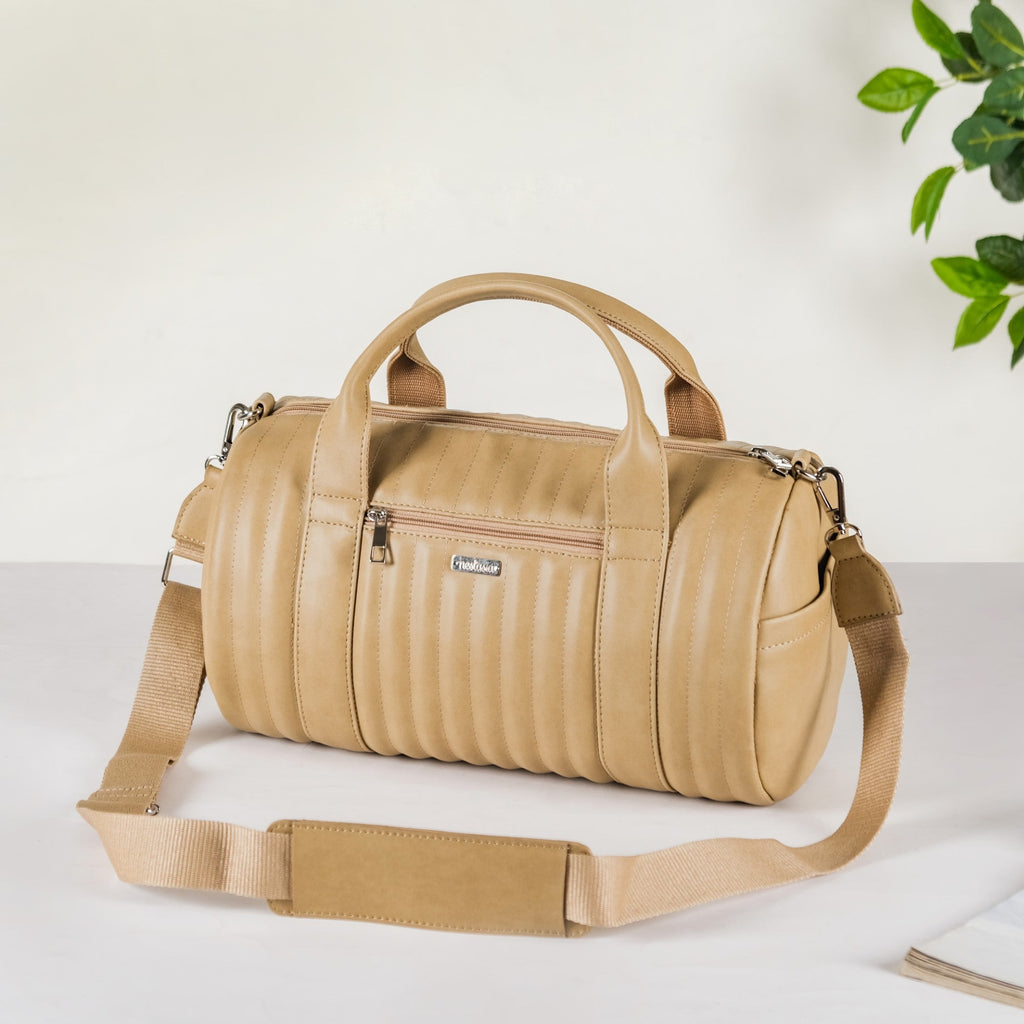 Jet-Setter Duffle Bag Beige Small 14x7 Inch Nestasia