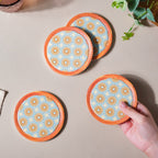 Frame Patterned Ceramic Coaster Set of 4 Nestasia