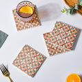 Mediterranean Matte Square Ceramic Coaster Set of 4 Nestasia